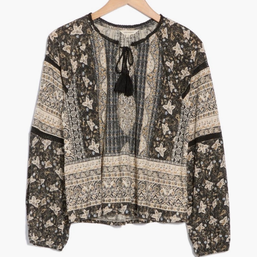 LUCKY BRAND LACE INSERT TOP SIZE SMALL NWT - Picture 3 of 3